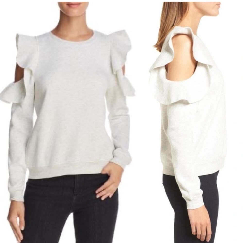 Rebecca Minkoff White Ruffle Cold Shoulder Top